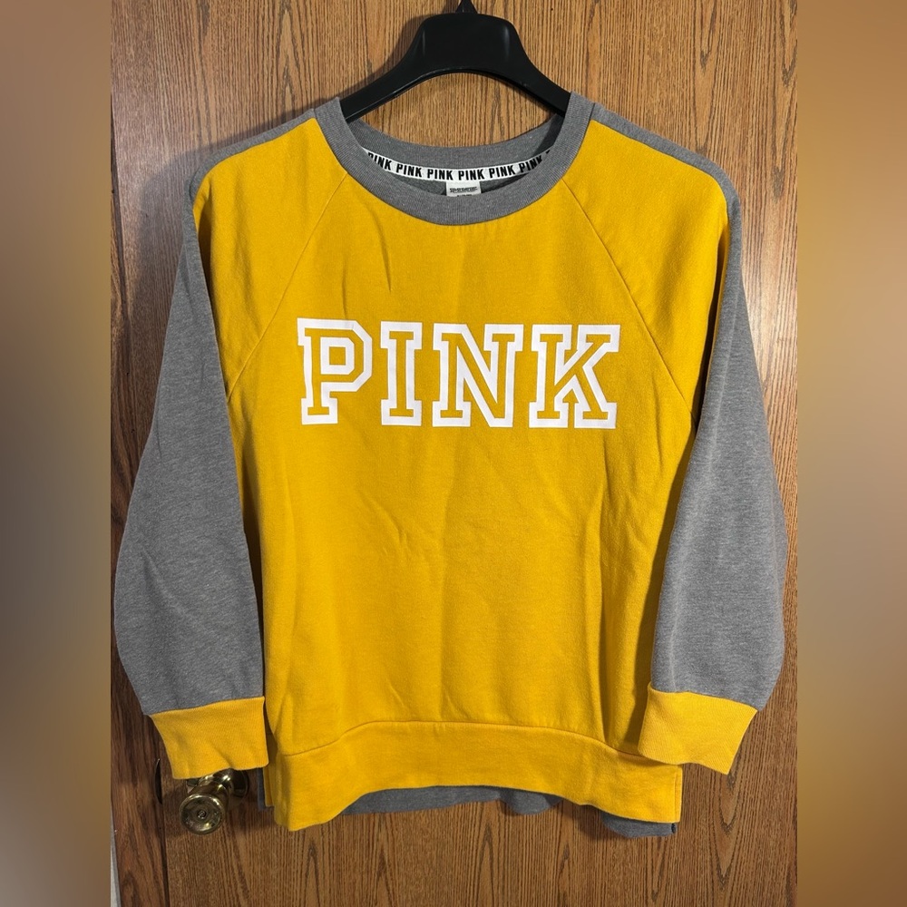PINK Leggings Crew Color-block Varsity Crewneck Sweatshirt